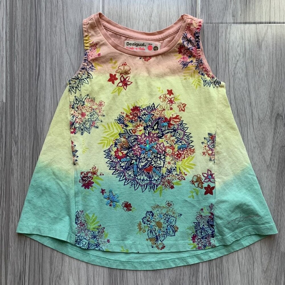 Desigual Floral Mandala Tank w Sequins